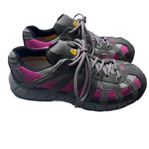 CAT Gray and Pink Steel Toe Shoes